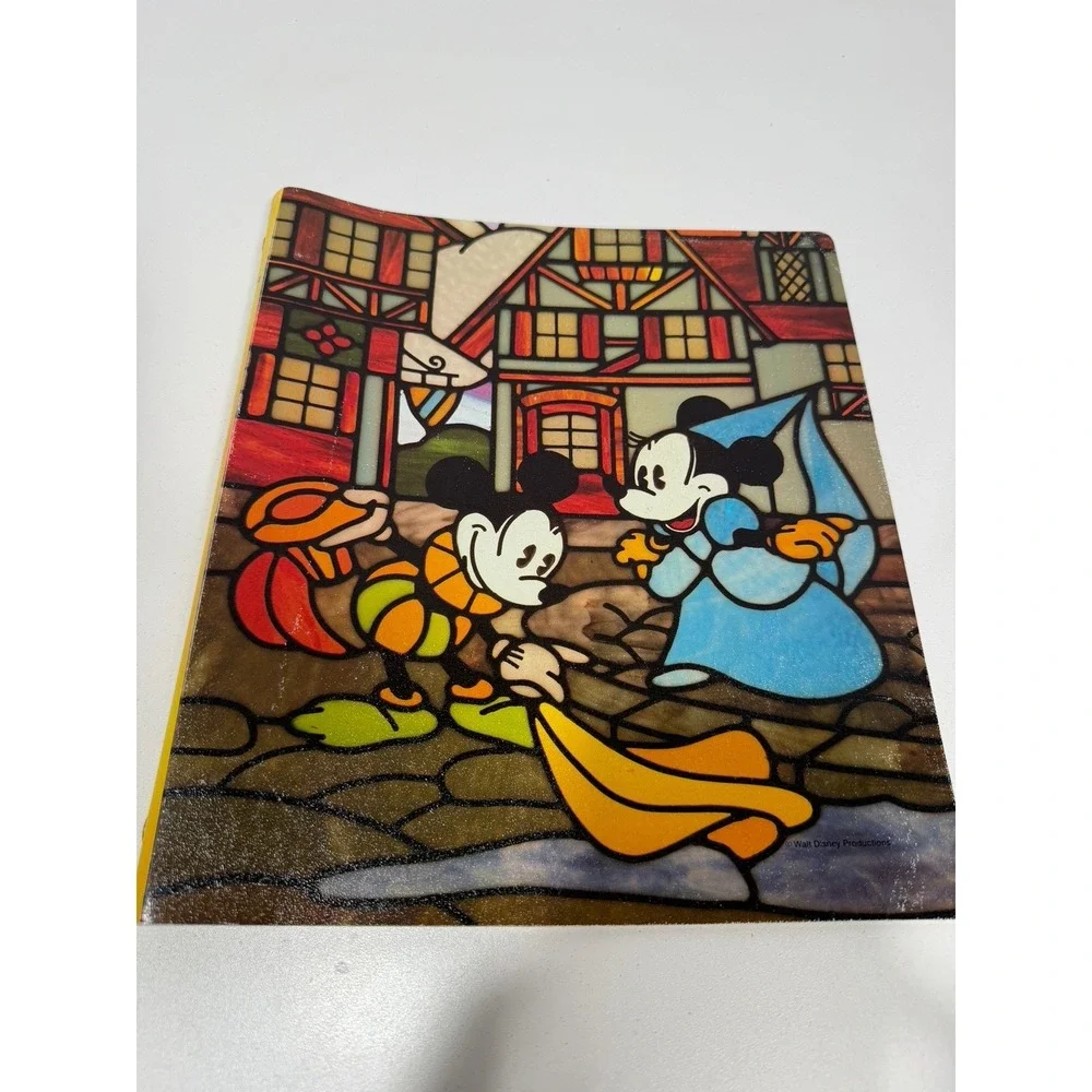 6 Disney Stained Glass School 2 Pocket + 1 Folder Peechee Binder 80s 90s Vintage